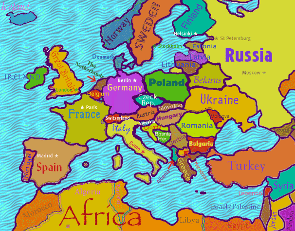 world map europe. Europe World Jam Map